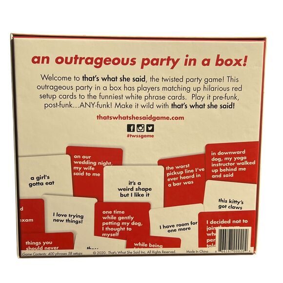 That's What She Said Game Party Card Game 17+ Complete Hilarious NSFW Humo - Picture 7 of 9